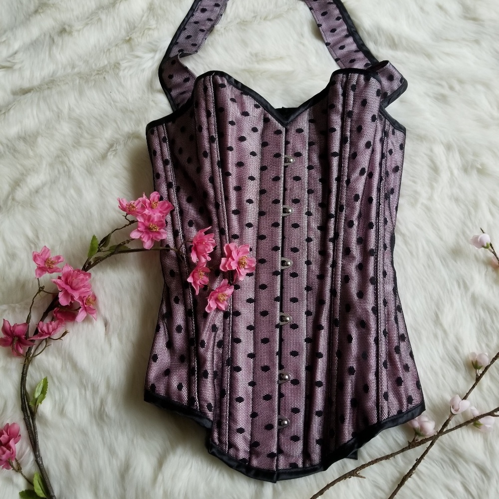 Blush Polka Dot Lace Corset by Boobie Trap